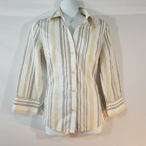 Striped Cream and Black Women's Top